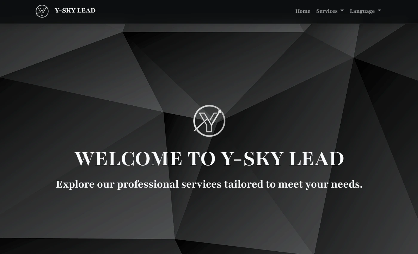 Screenshot of the Y-Sky Lead homepage